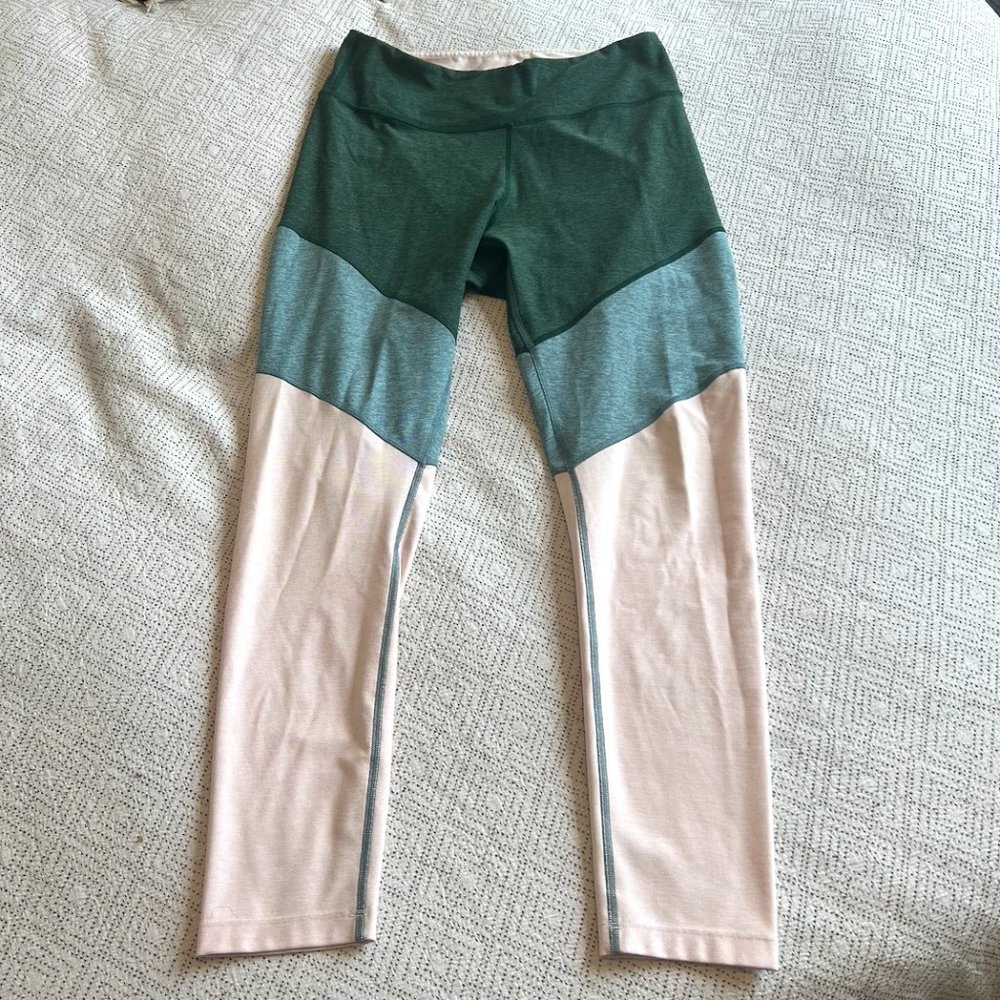 Outdoor Voices green / pink three color leggings